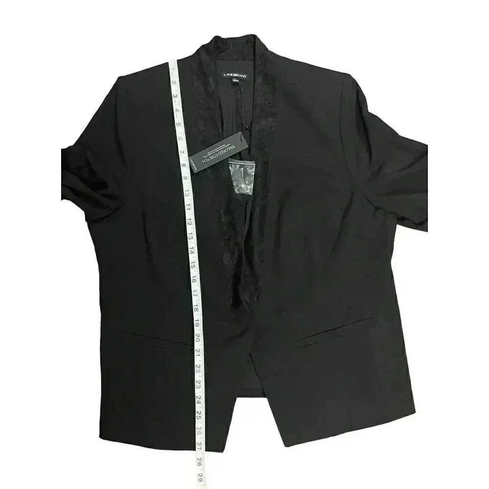 Lane Bryant One Button Tailored Stretch Blazer Black Lace Trim Size 18 NWT - Picture 5 of 8
